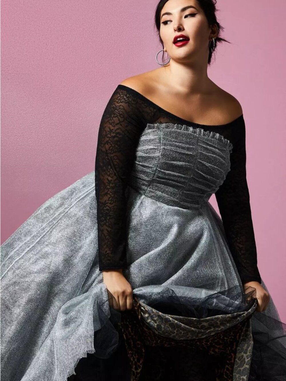 Torrid Betsey Johnson Shiny Silver Tulle Strapless Dress Size 24 NWT